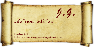 János Géza névjegykártya